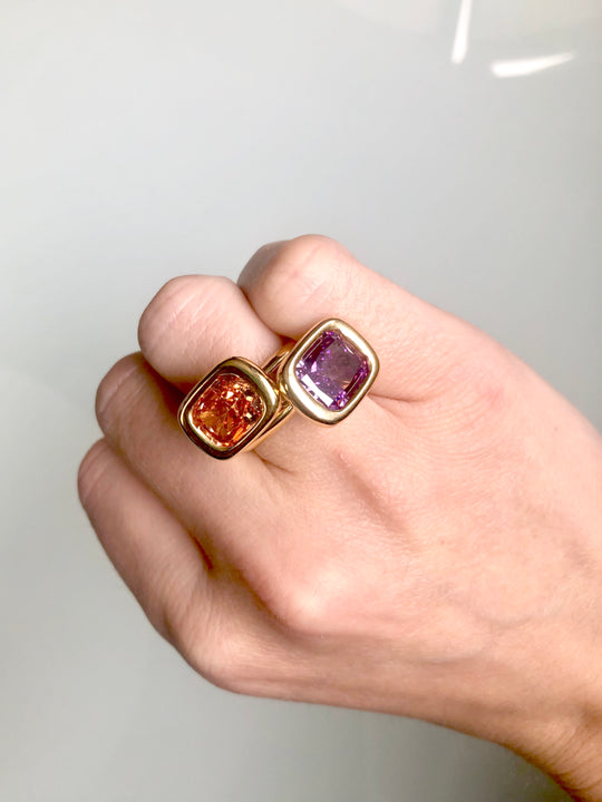 Hessonite Garnet Square Bud Ring
