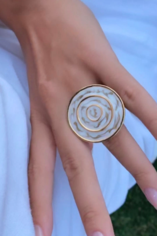 Ripples White Enamel Ring
