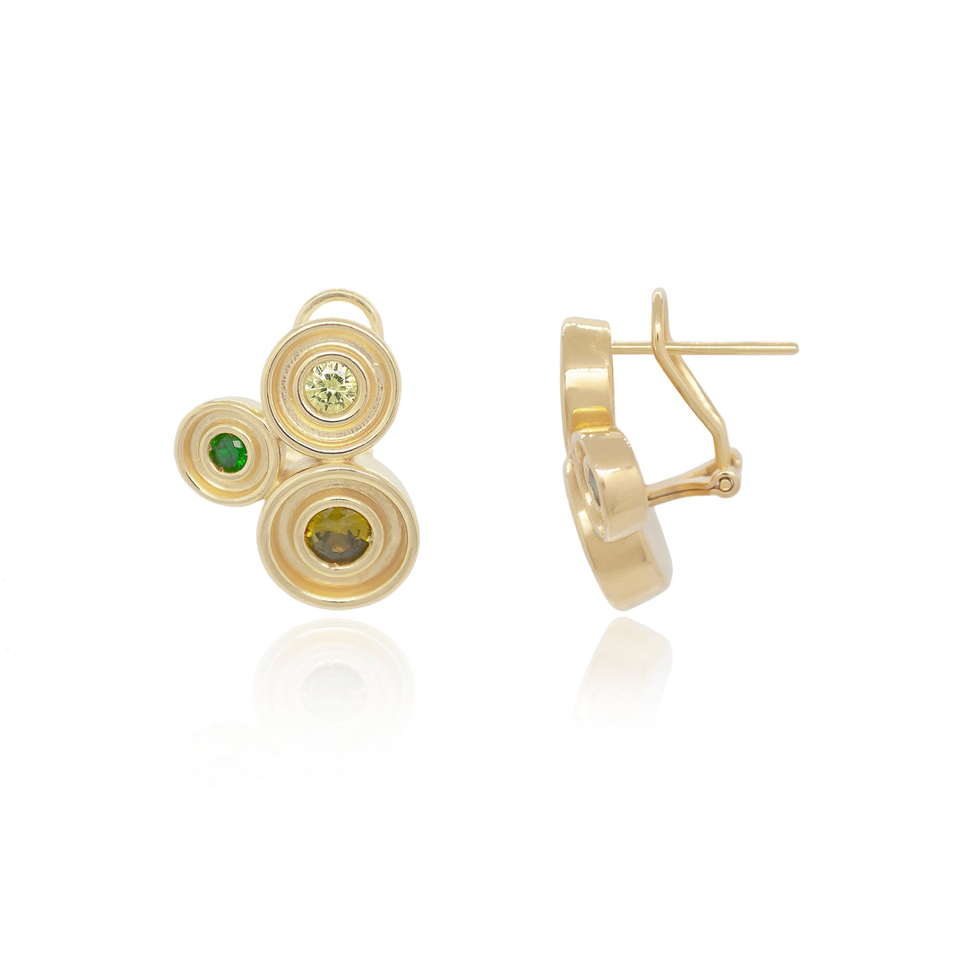 Green Three Stone Flora Earrings