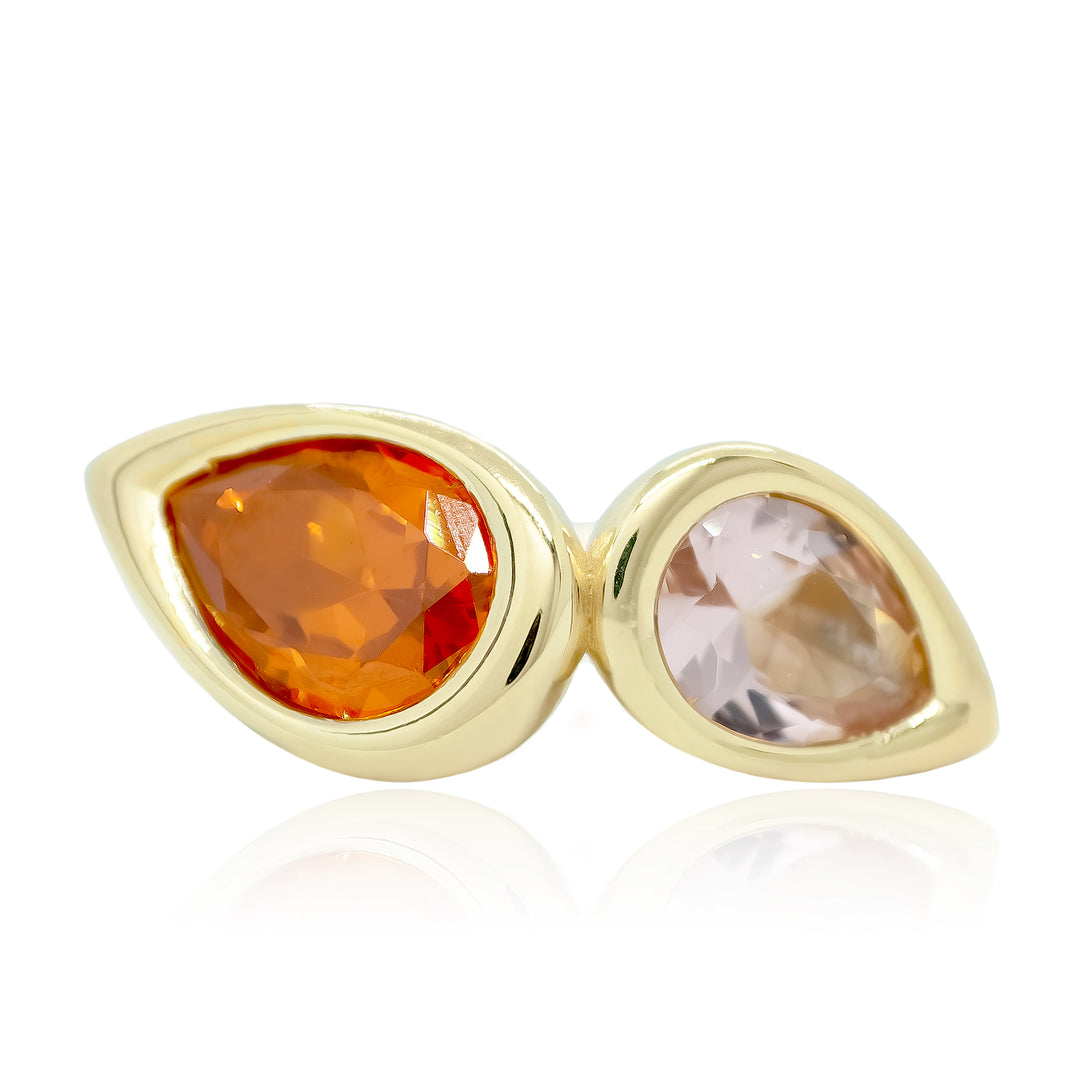 Pink Two Stone Pear Bud Ring