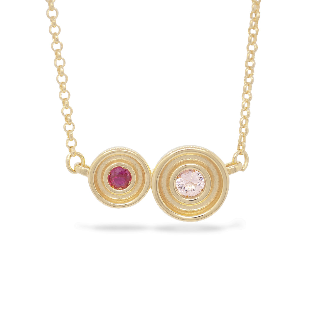 Pink Two Stone Flora Necklace