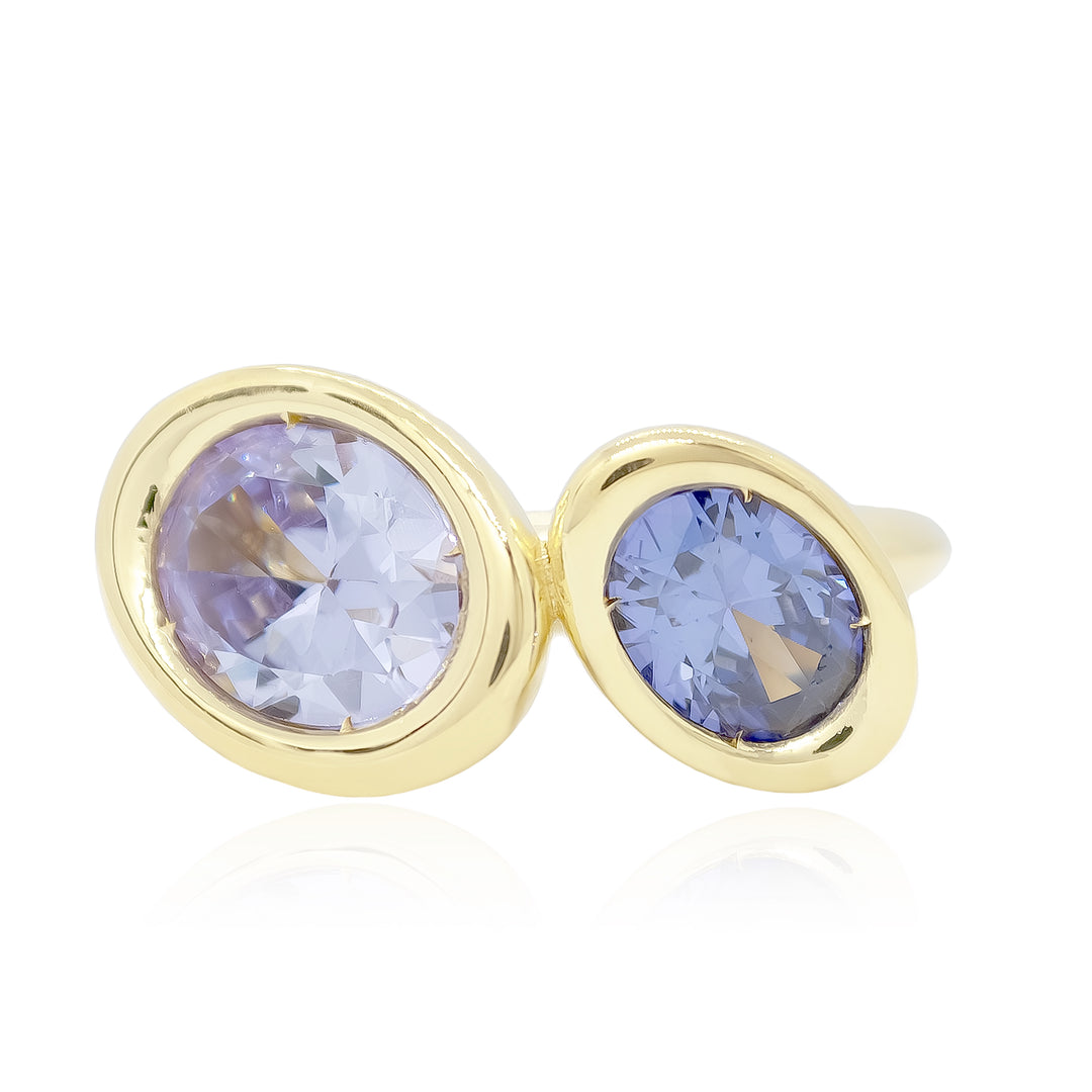 Violet Two Stone Oval Bud Ring