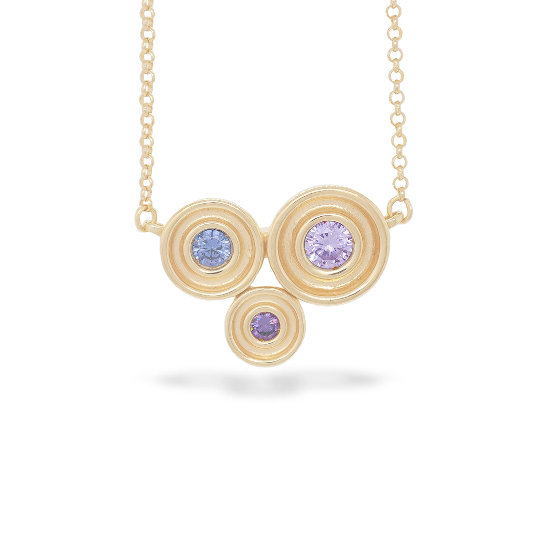 Violet Three Stone Flora Necklace