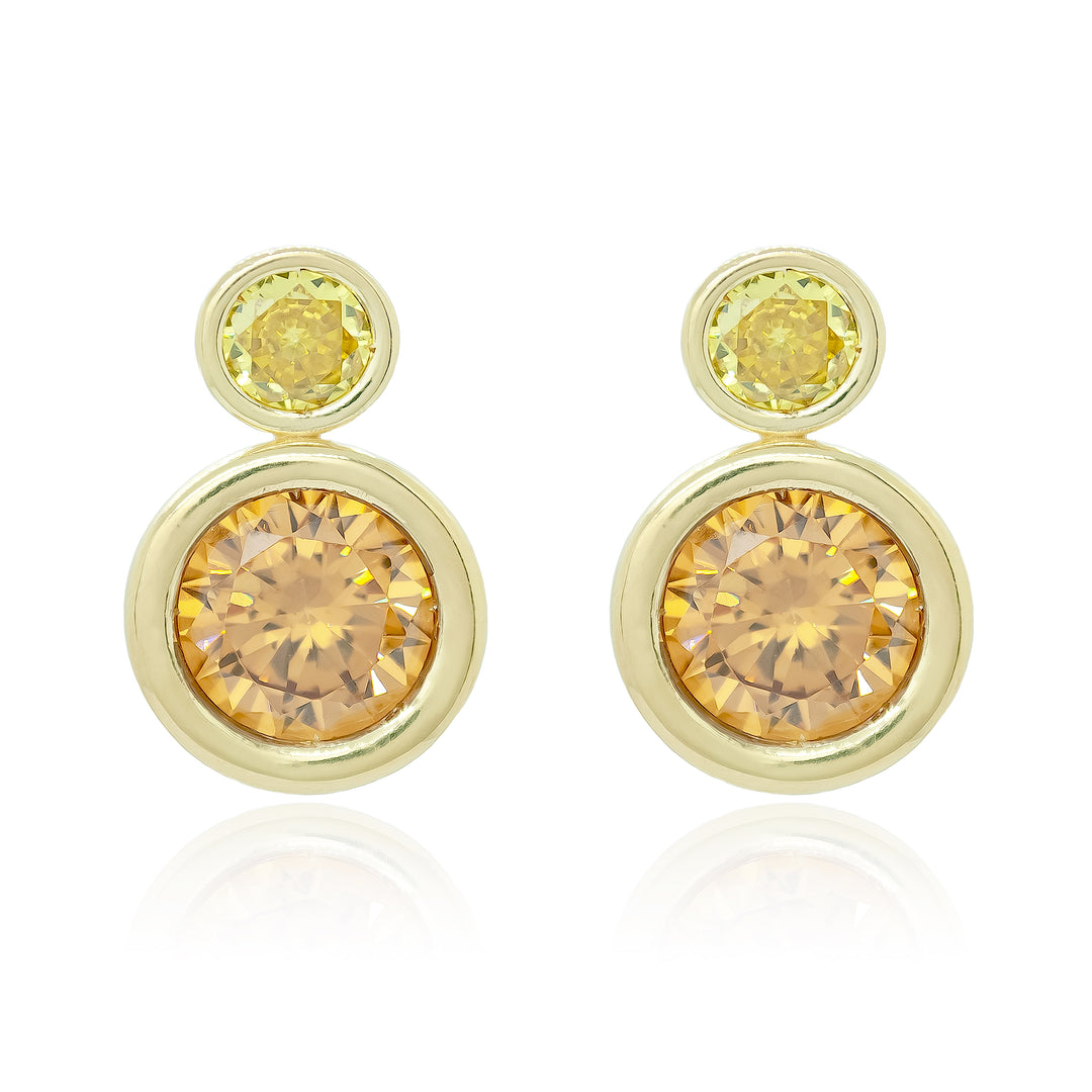 Yellow Two Stone Bud Earrings
