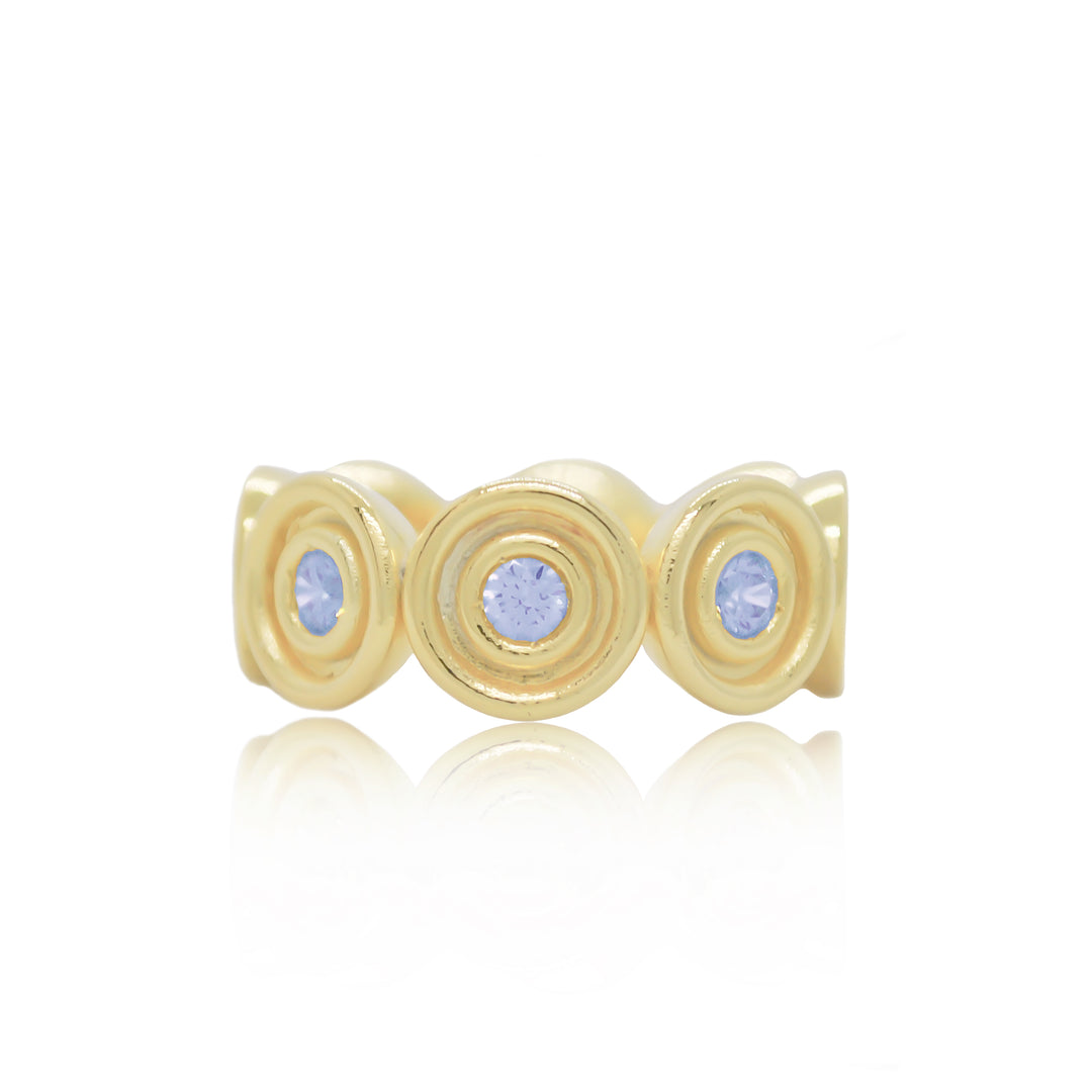 Blue Sapphire Flora Band Ring