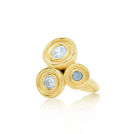 Blue Three Stone Flora Ring