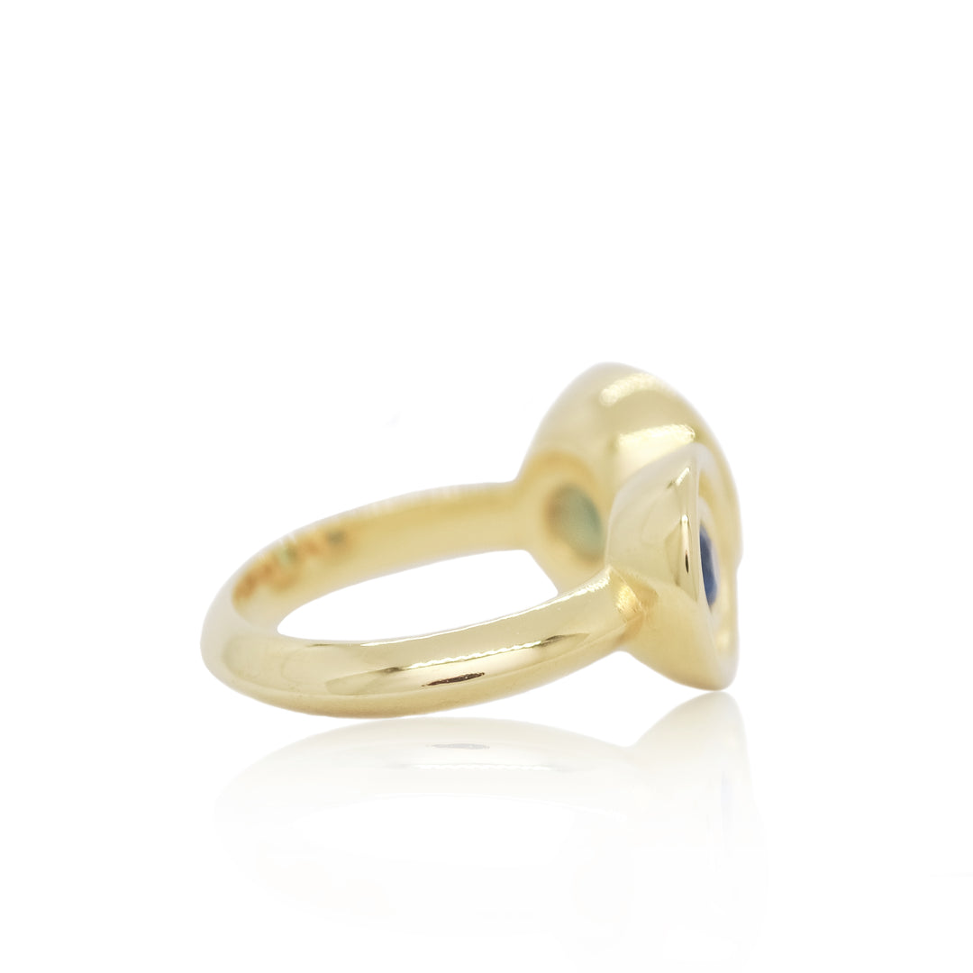 Blue Two Stone Flora Ring