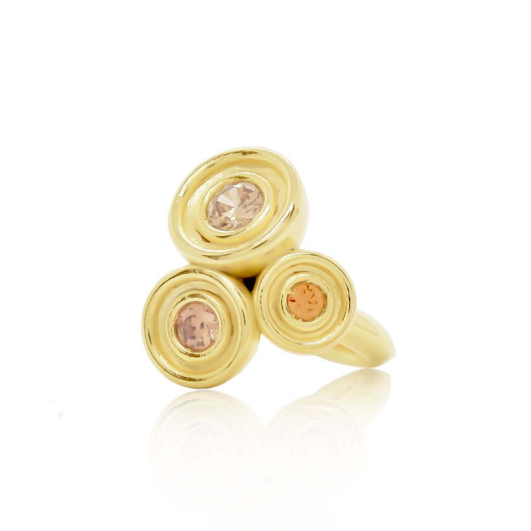 Champagne Three Stone Flora Ring