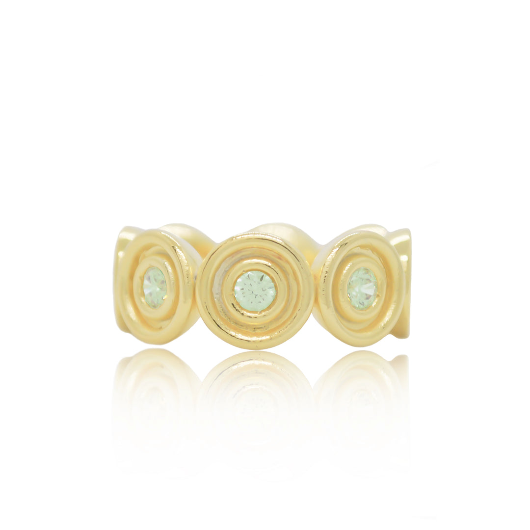 Green Sapphire Flora Band Ring