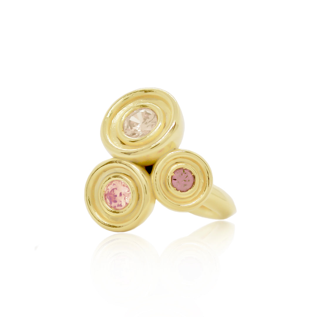 Pink Three Stone Flora Ring