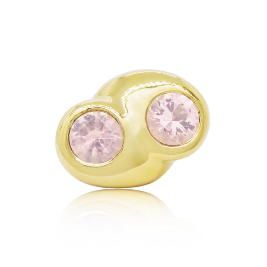 Gold sculptural cocktail ring with rose quartz from Atelier ORMAN