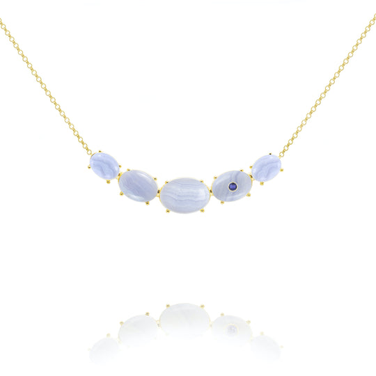 fine jewelry necklace in gold with blue lace agate agate and amethyst gemstones from Atelier ORMAN