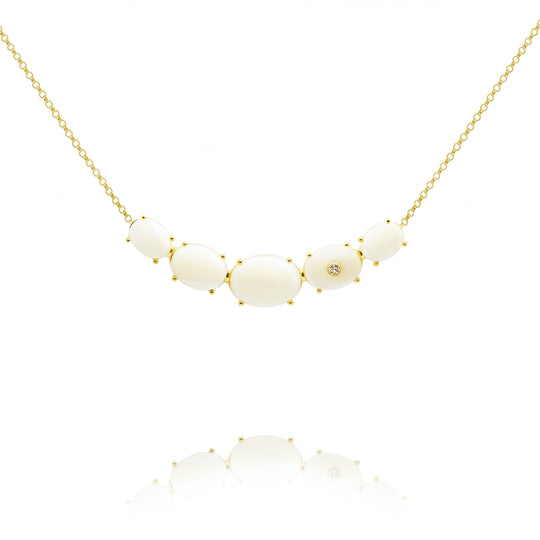 fine jewelry necklace in gold with mother of pearl and white sapphire gemstones from Atelier ORMAN