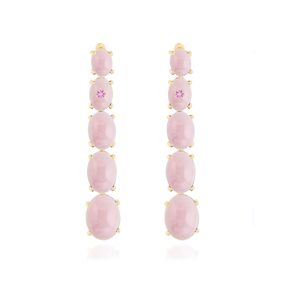 fine jewelry drop earrings in gold with pink opal and pink tourmaline gemstones from Atelier ORMAN