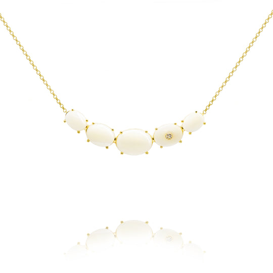 fine jewelry necklace in gold with mother of pearl and white sapphire gemstones from Atelier ORMAN