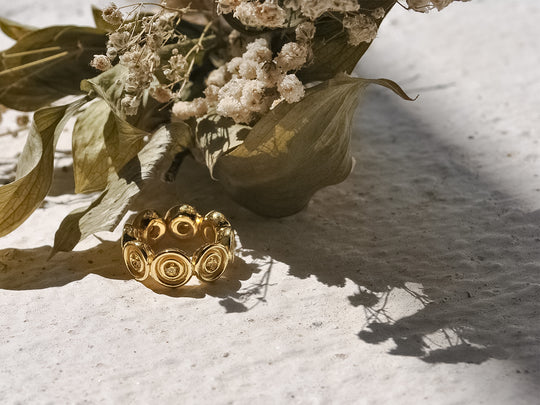 Orange Sapphire Flora Band Ring