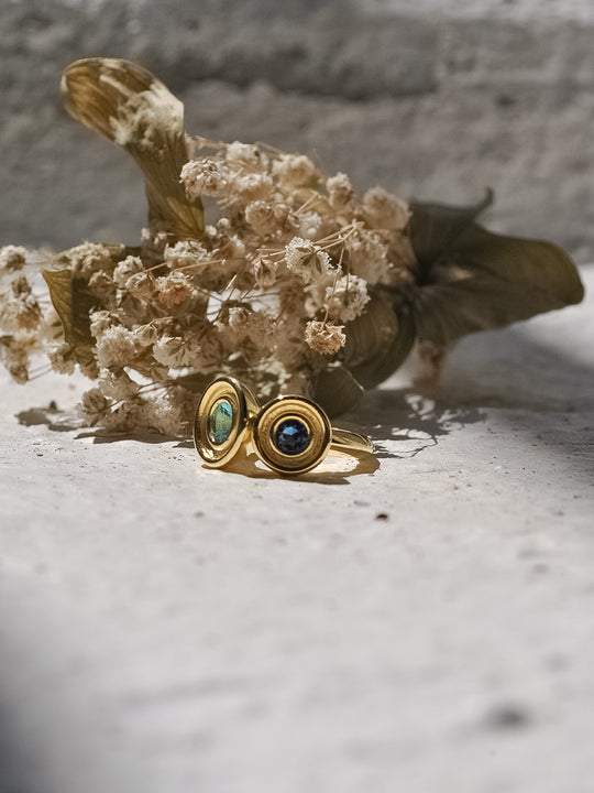 Violet Two Stone Flora Ring