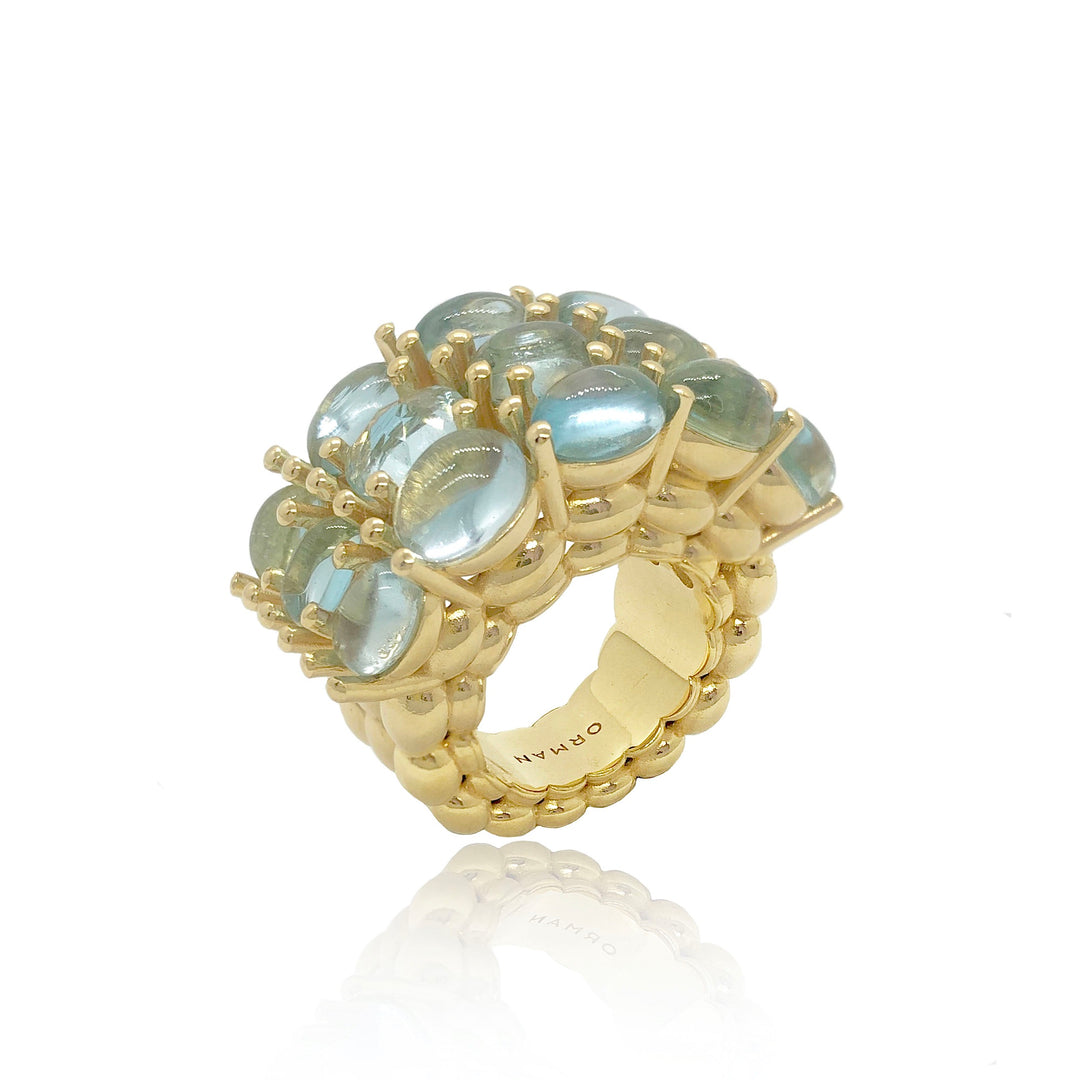 Gold cocktail ring with aquamarines from Atelier ORMAN