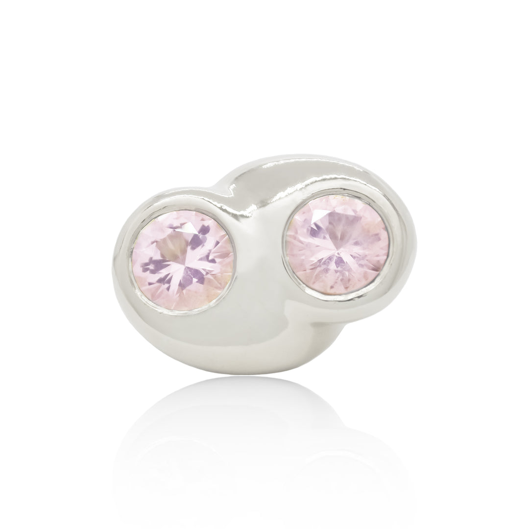 Silver sculptural cocktail ring with rose quartz from Atelier ORMAN