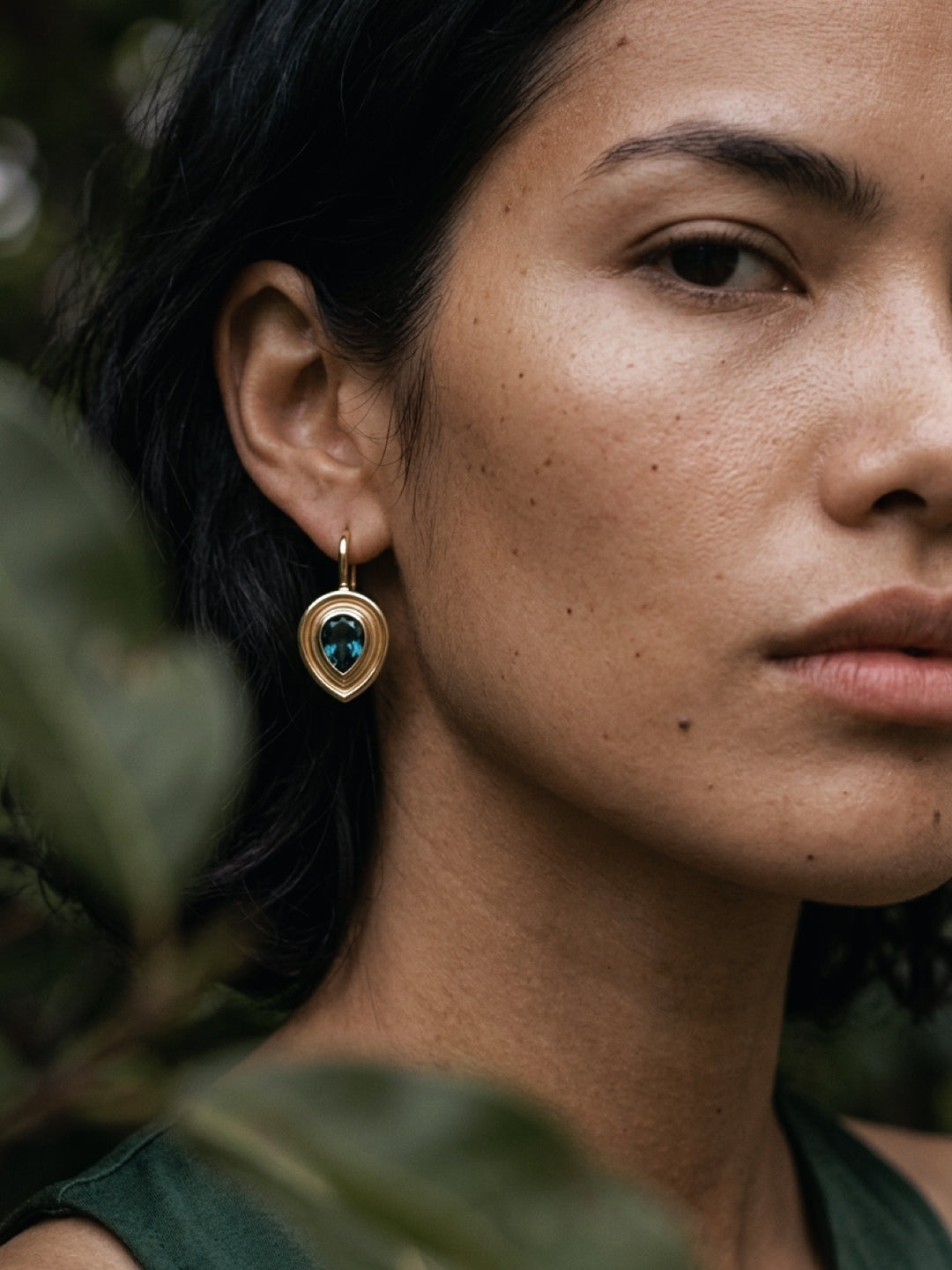 Blue Topaz Pear Flora Earrings