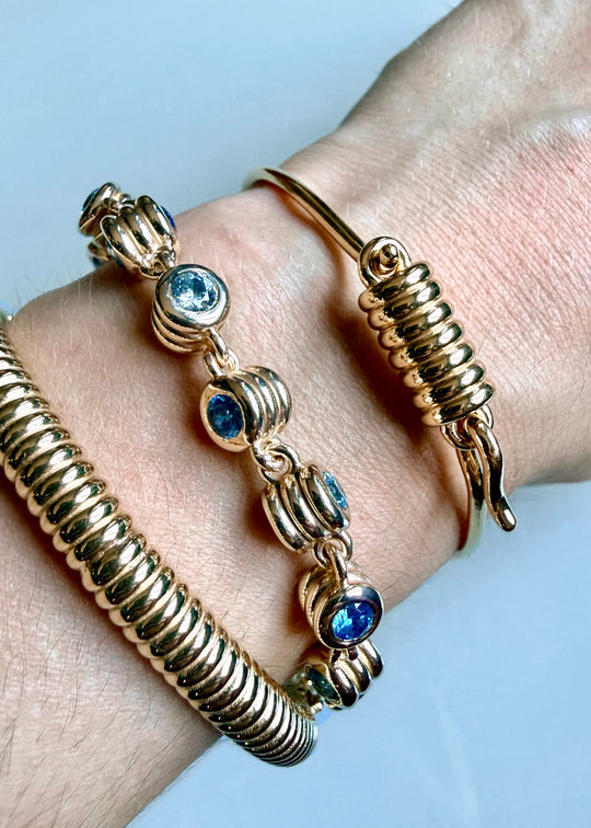 Anchor Sapphire & Topaz Wide Link Bracelet