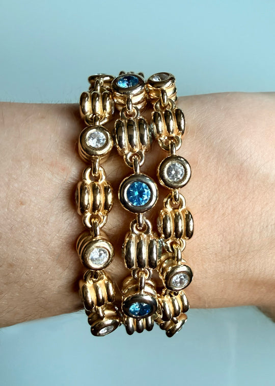 Anchor Sapphire & Topaz Wide Link Bracelet