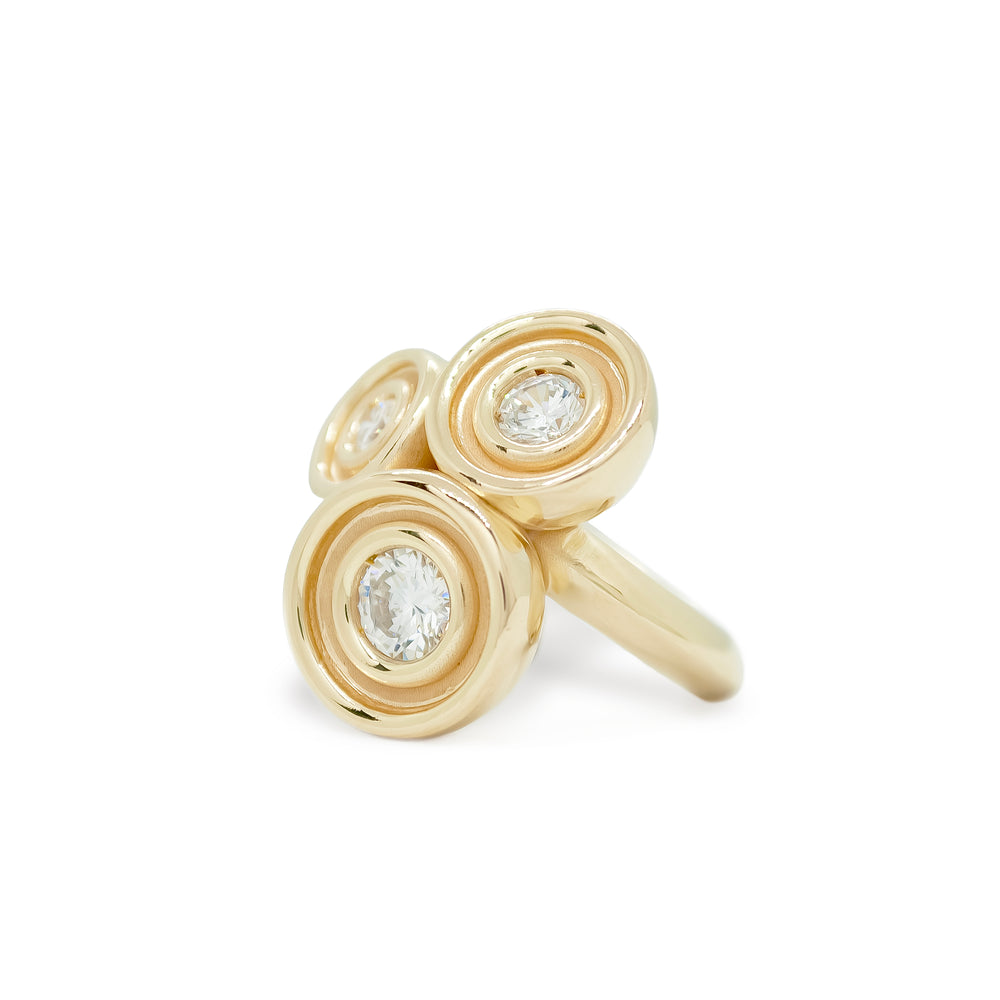 Diamond Three Stone Flora Ring