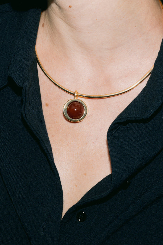Compass Carnelian Torque Necklace