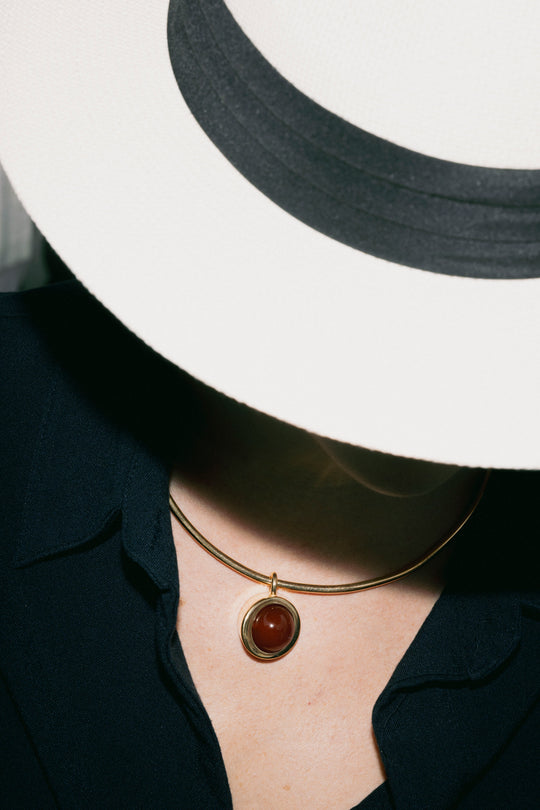 Compass Carnelian Torque Necklace