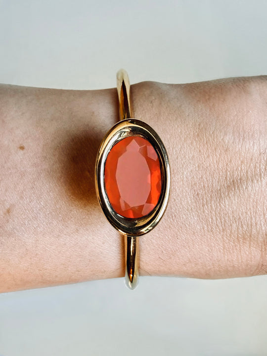 Fire Opal Oval Bud Cuff