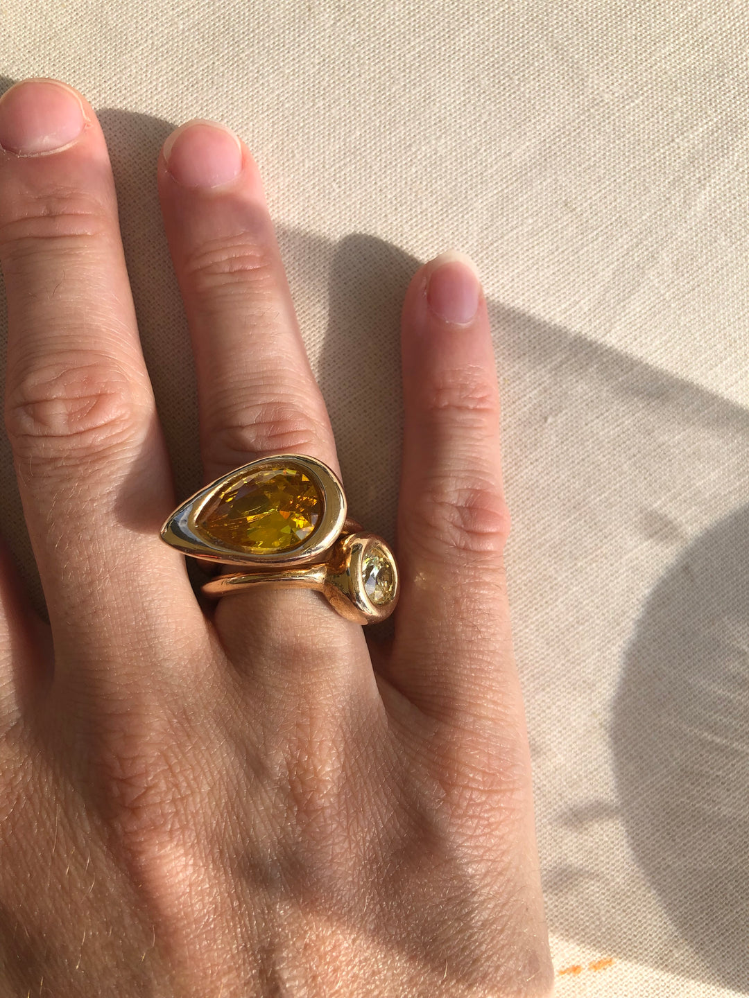 Citrine Pear Bud Ring