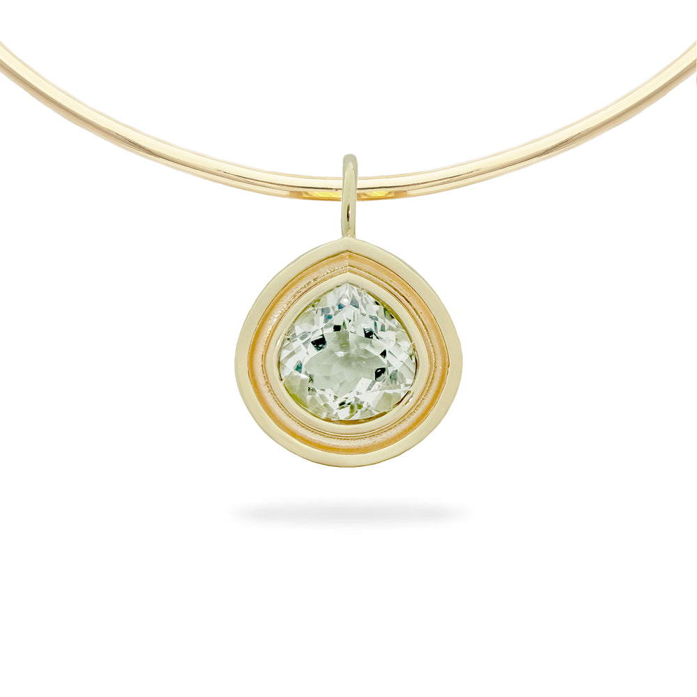 Prasiolite Pear Flora Pendant
