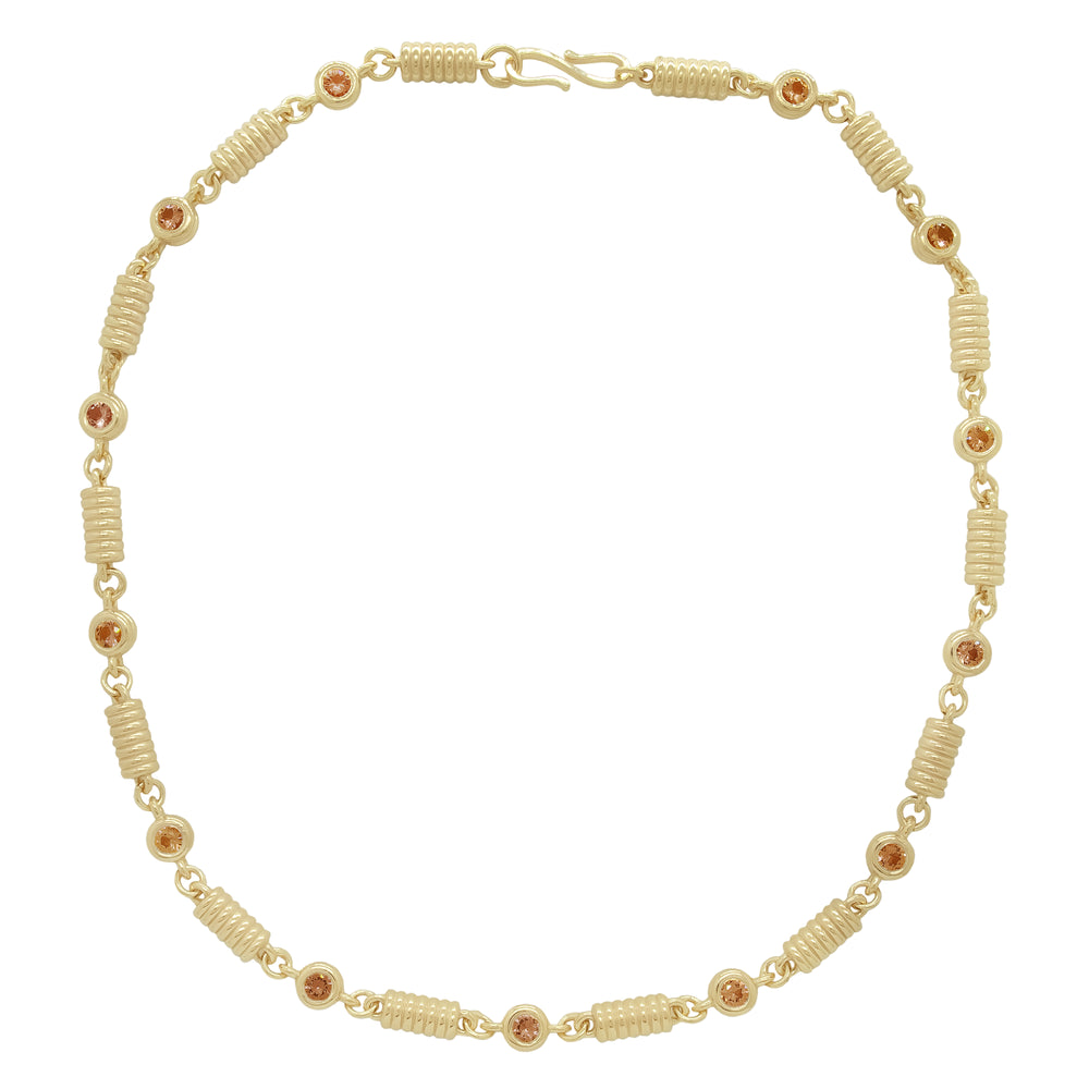 Anchor Link Morganite & Hessonite Garnet Chain Necklace
