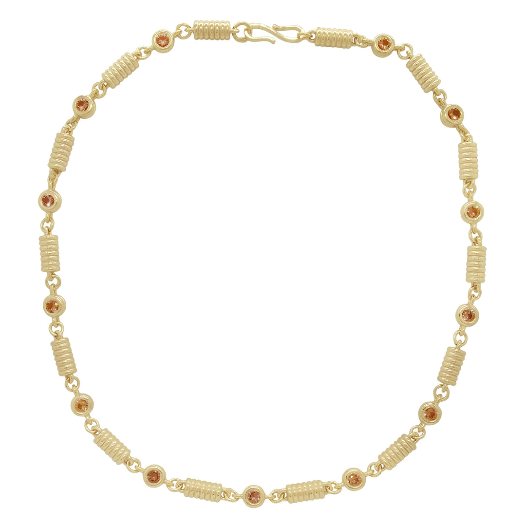 Anchor Link Morganite & Hessonite Garnet Chain Necklace