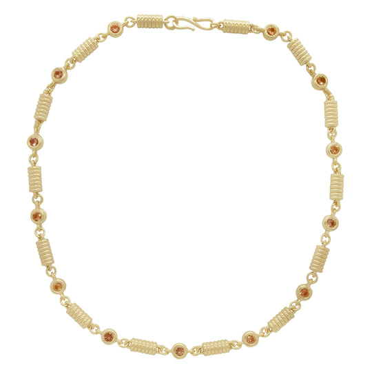 Anchor Link Morganite & Hessonite Garnet Chain Necklace