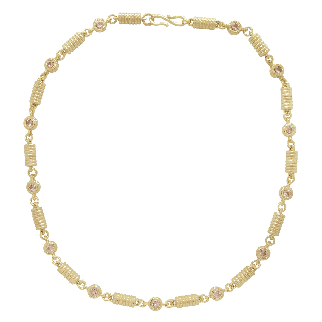 Anchor Link Morganite & Hessonite Garnet Chain Necklace