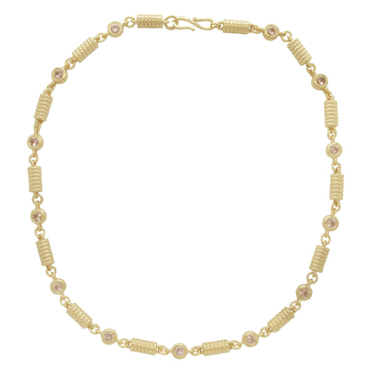 Anchor Link Morganite & Hessonite Garnet Chain Necklace