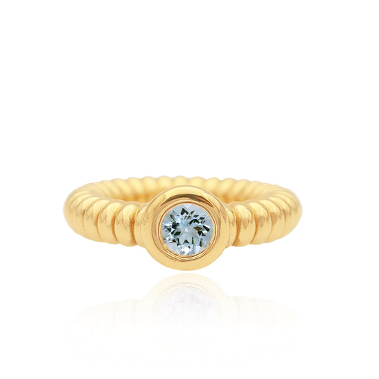 Anchor Aquamarine Wide Ring