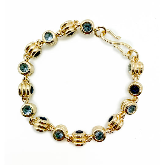 Anchor Sapphire & Topaz Wide Link Bracelet