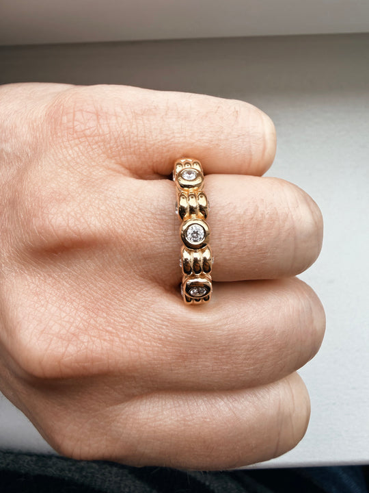 Anchor Diamond Triple Band Ring