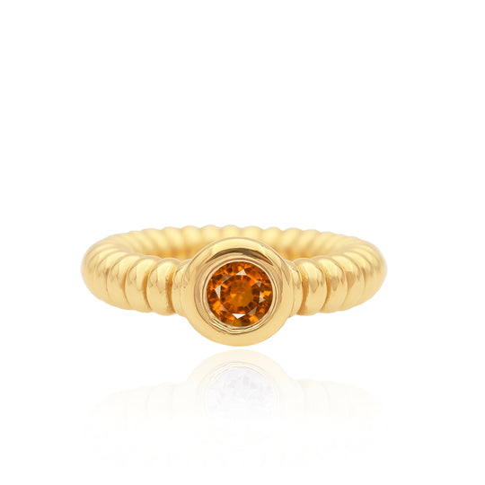 Anchor Hessonite Garnet Wide Ring