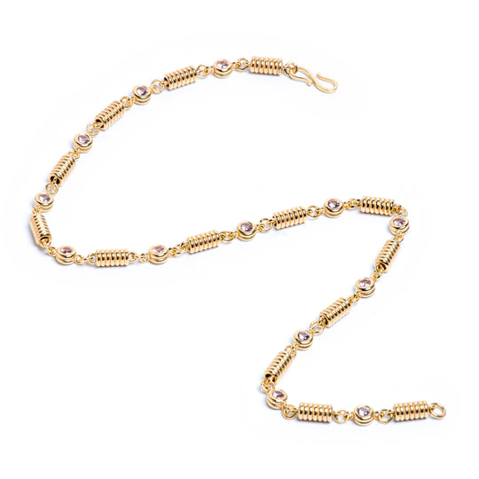 Anchor Link Morganite & Hessonite Garnet Chain Necklace
