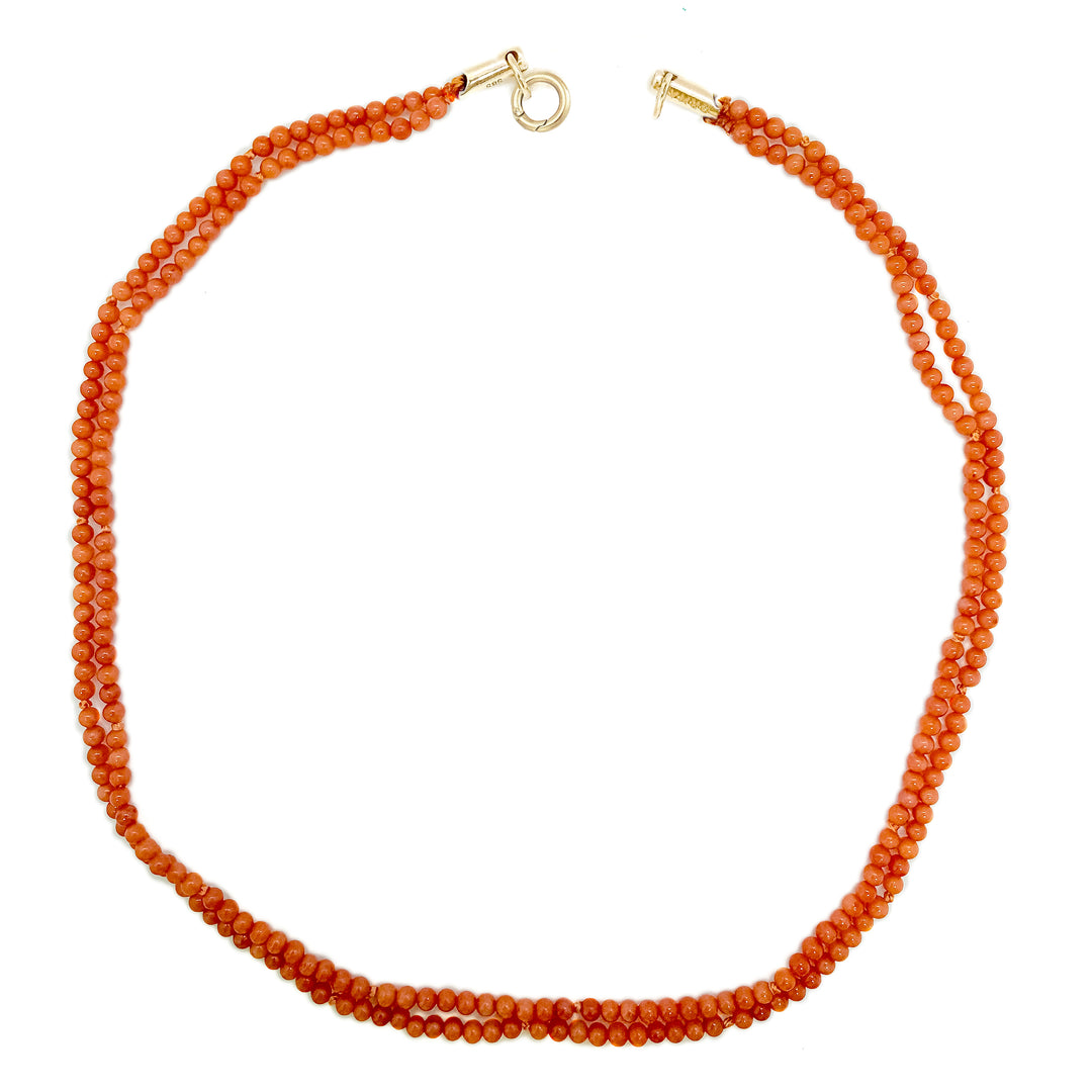 Coral Double Strand Bead Necklace