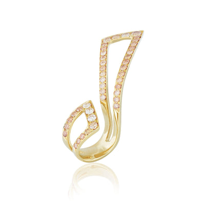Gold cocktail ring with white and champagne diamonds from Atelier ORMAN