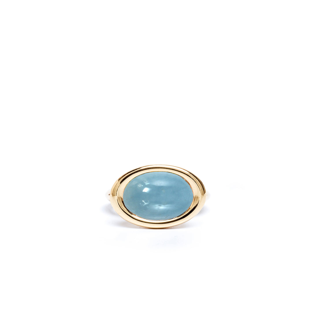 Aquamarine Oval Bud Ring