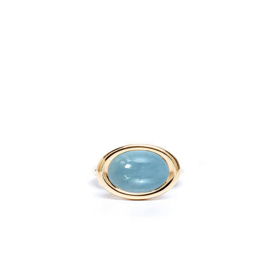 Aquamarine Oval Bud Ring