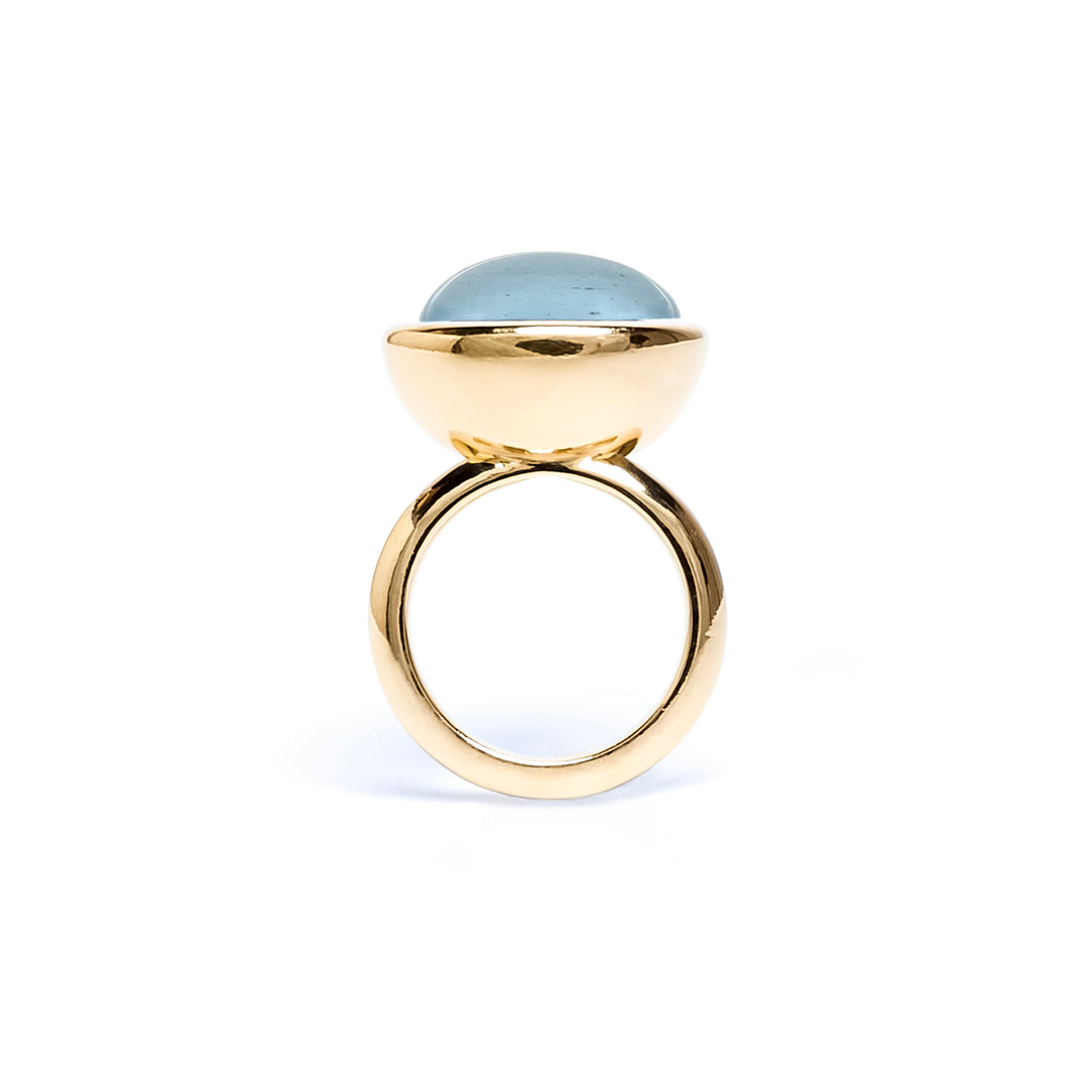 Aquamarine Oval Bud Ring