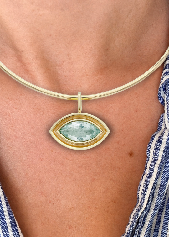 Aquamarine Marquise Flora Pendant