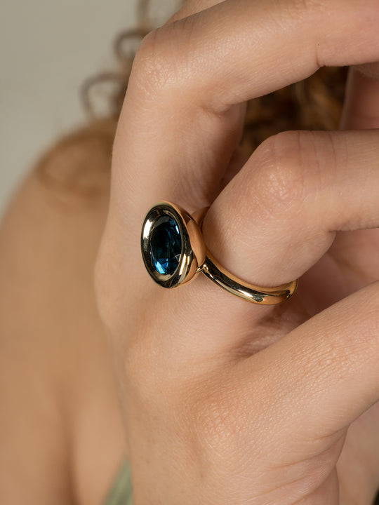 Blue Topaz Oval Bud Ring