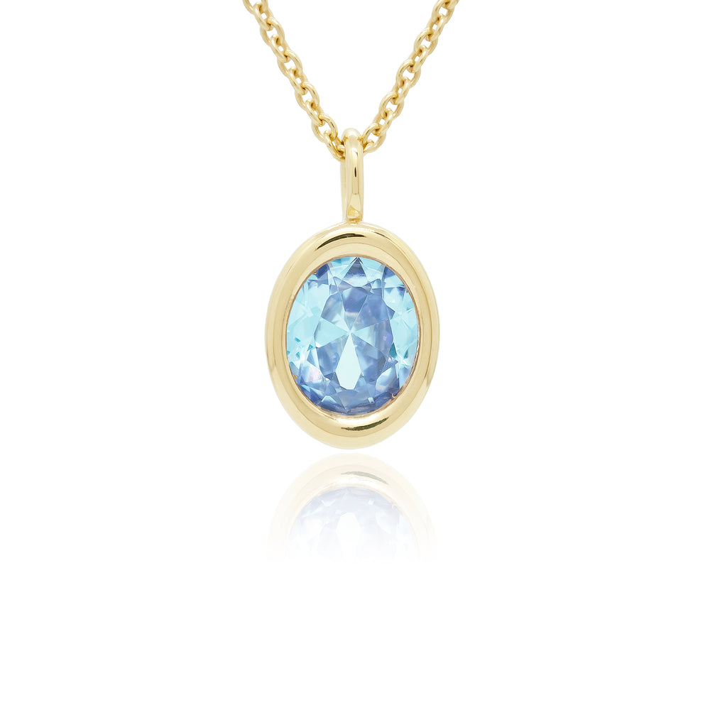 Blue Topaz Oval Bud Pendant